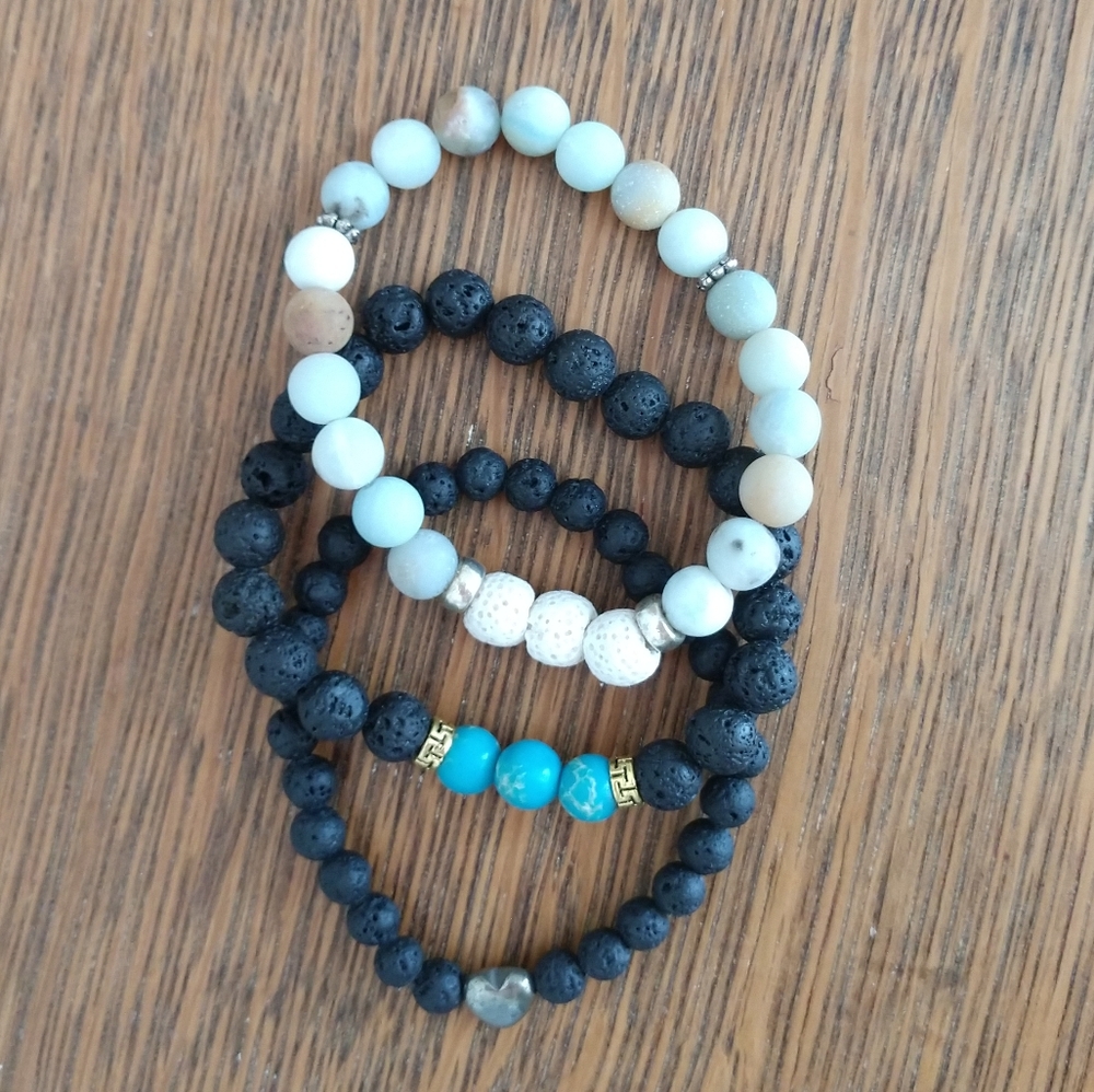 NWOT natural stone oil diffuser bracelets